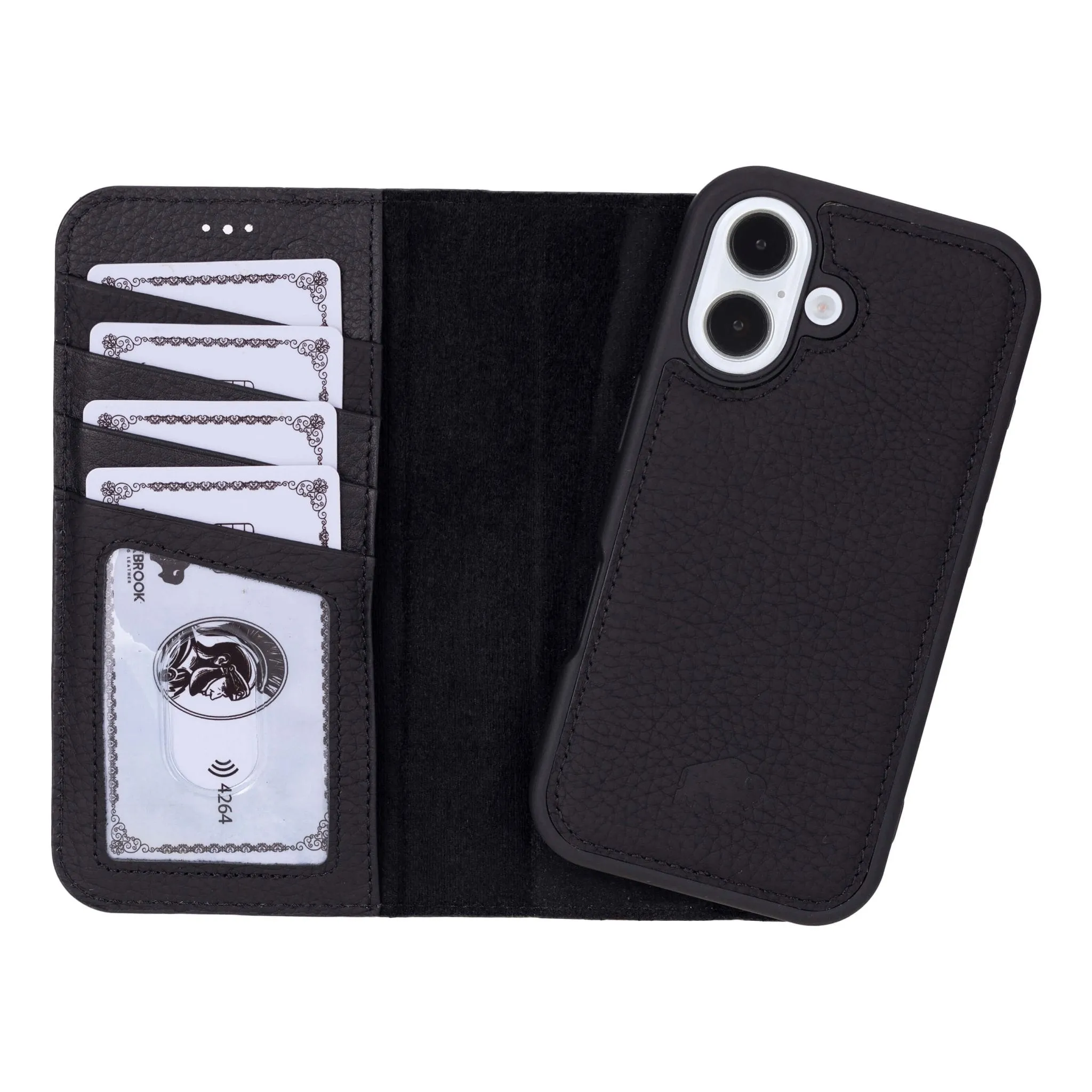 Carter iPhone 16 Wallet Case, Pebble Black