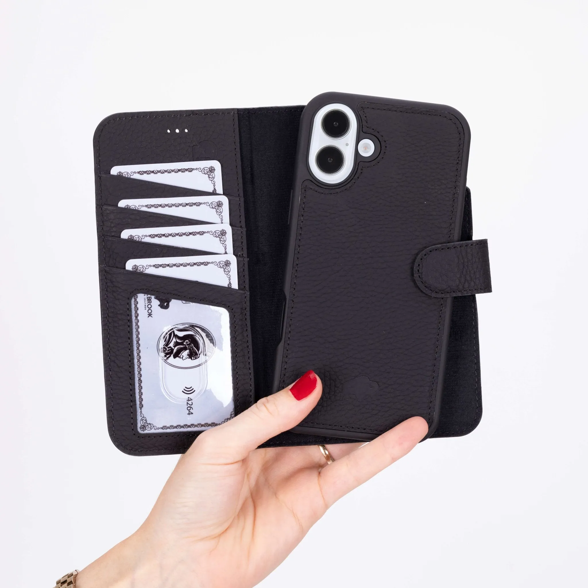 Carter iPhone 16 Wallet Case, Pebble Black