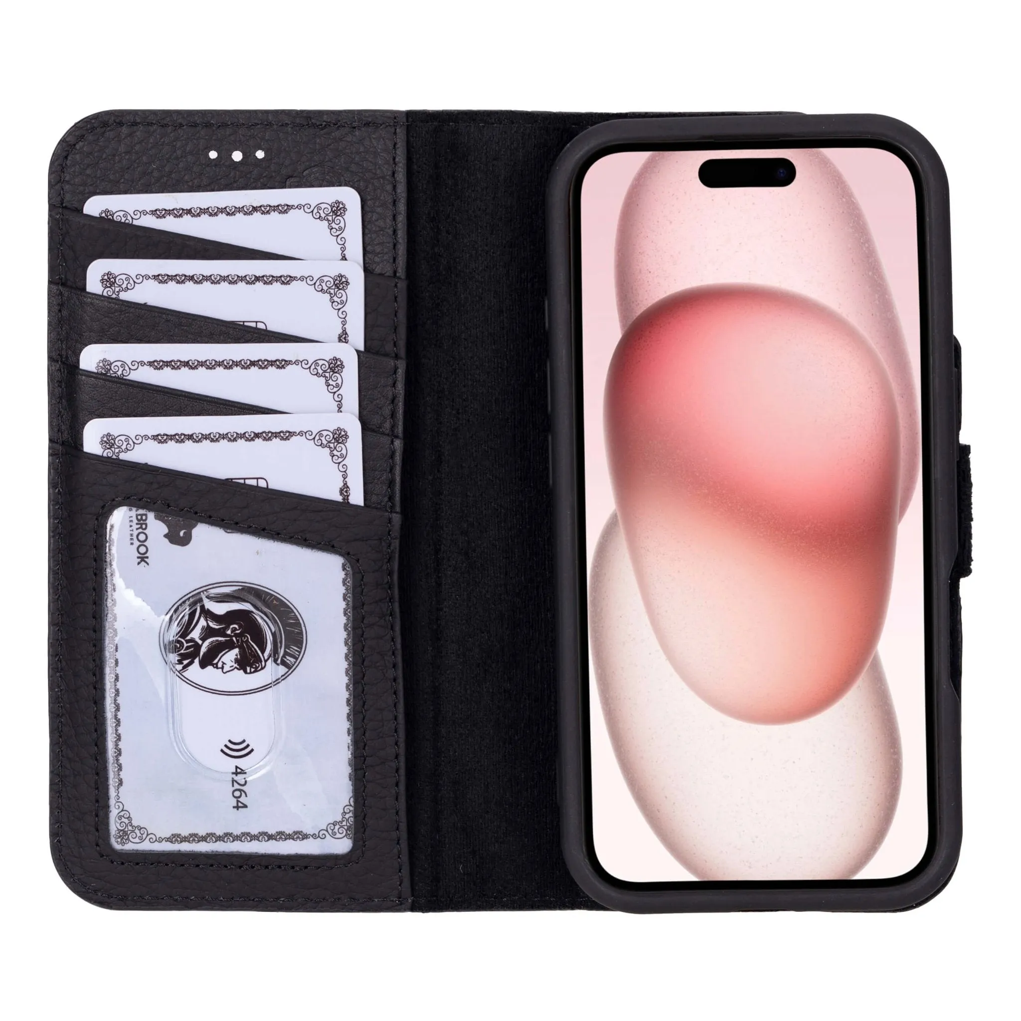 Carter iPhone 16 Wallet Case, Pebble Black