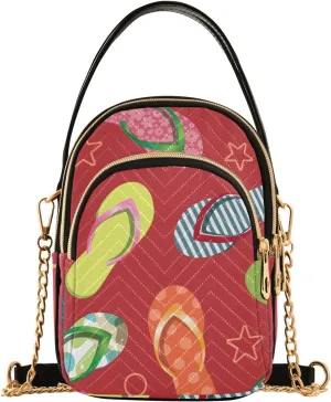 Colorful Flip Flops Design Crossbody Bags Shoulder Bag for Women Stylish Ladies Messenger Bags Cell Phone Purse and Handbags Wallet