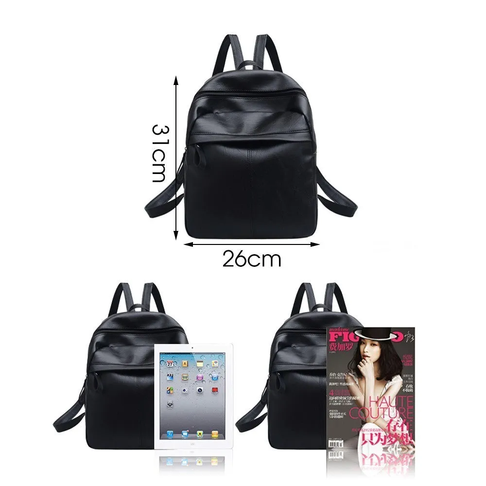 High-Quality PU Leather Women’s Backpack | Fashionable Solid School Bag for Teenagers
