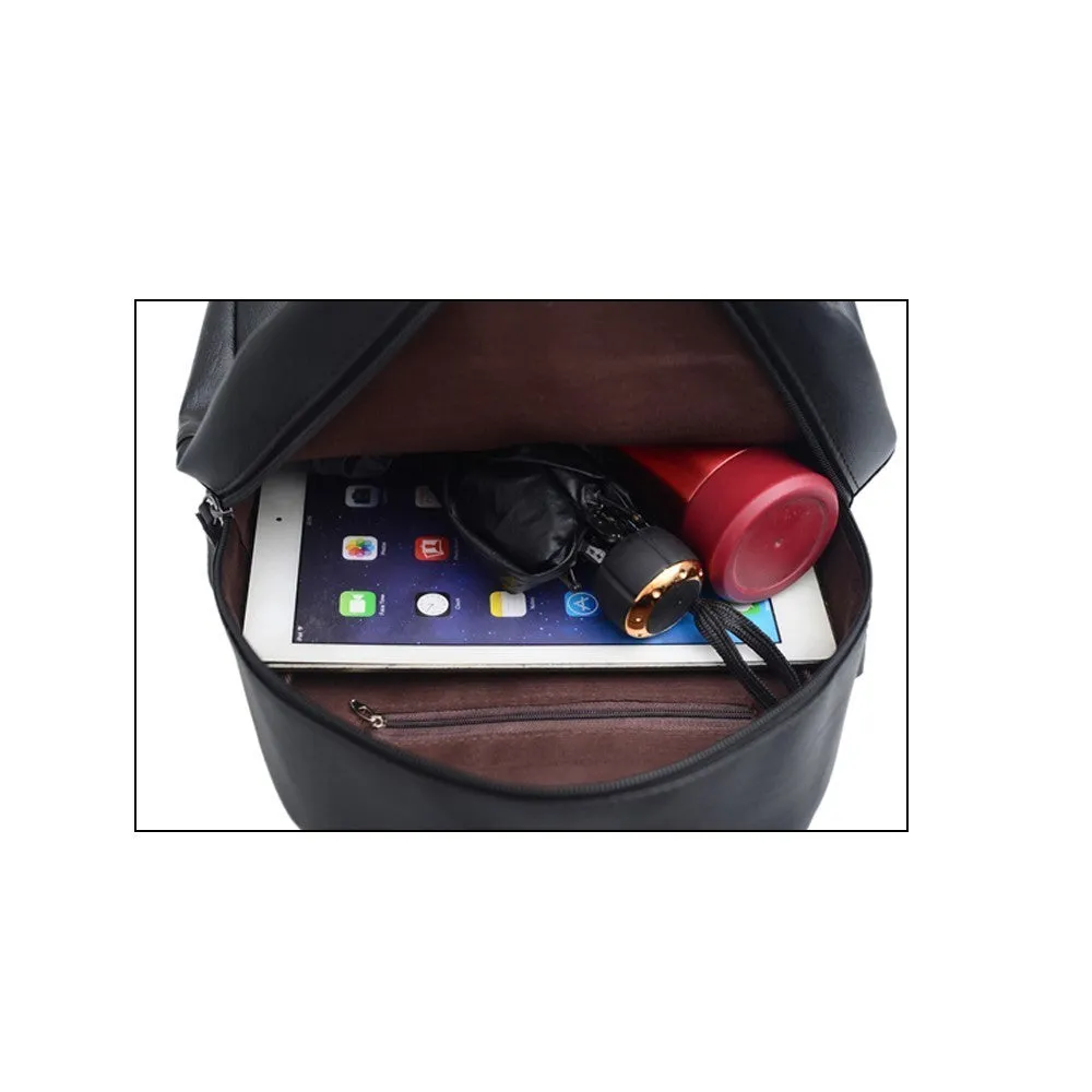High-Quality PU Leather Women’s Backpack | Fashionable Solid School Bag for Teenagers