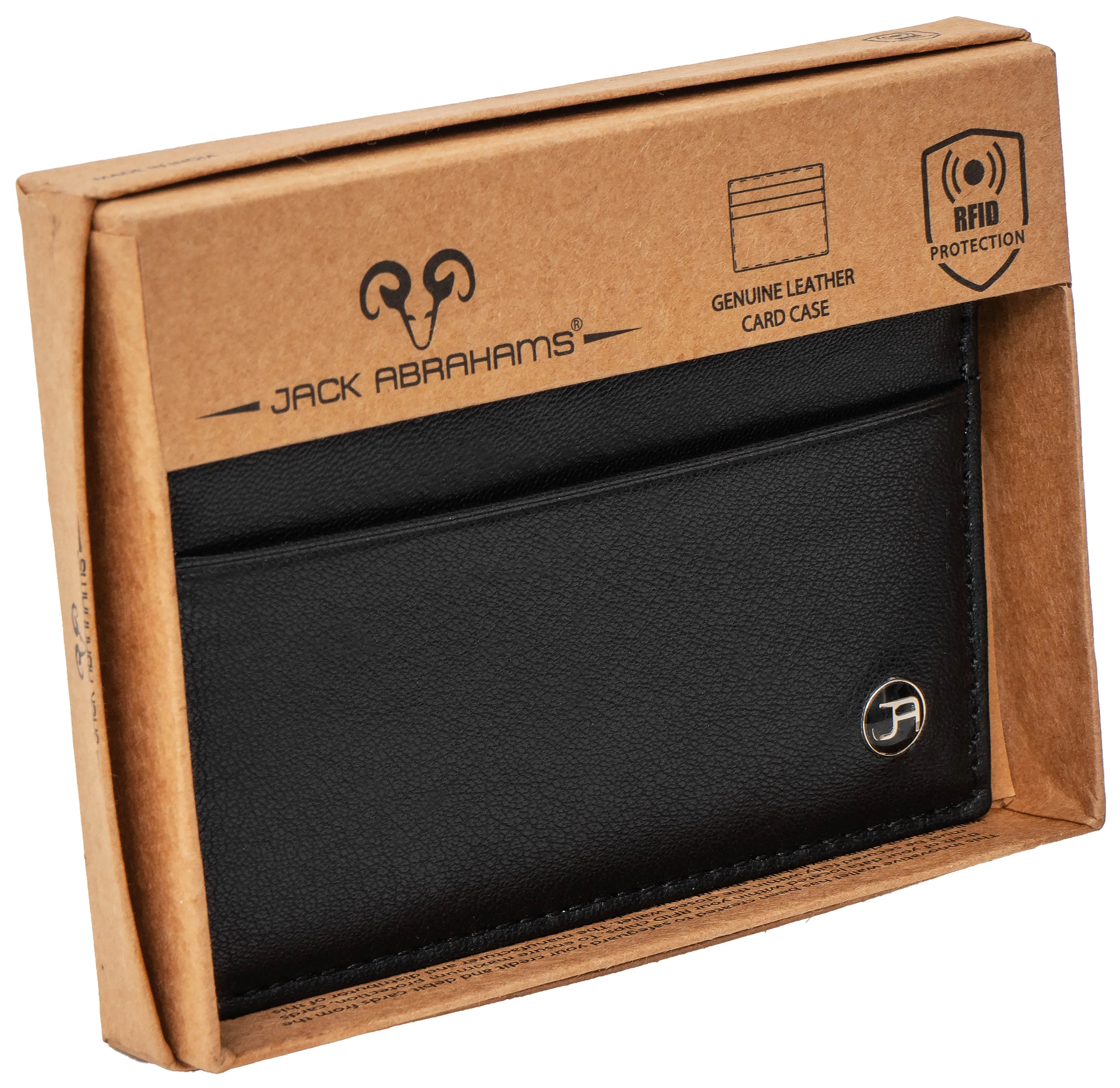 Jack Abrahams Goat Nappa Leather Card Case Front Pocket Wallet Black