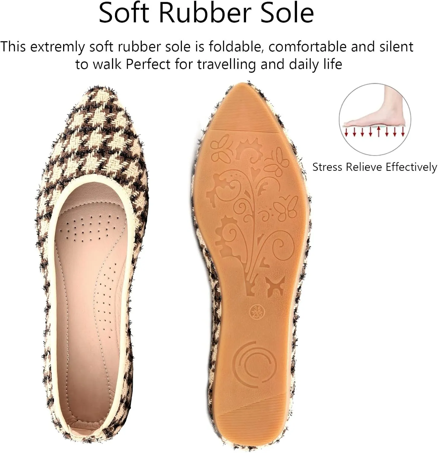 KUNWFNIX Women's Ballet Flats Foldable Classic Crown Rhinestone Slip On Flowers PU Leather Pointed Toe Comfort Flat Casual Dress Shoes