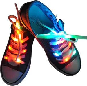Lystaii LED Light Waterproof Shoelaces Shoestring Battery Powered Flash Lighting the Night for Party Hip-hop Dancing Skating Running Cosplay Decoration Running Valentine's Day Gift(RGB Colorful)