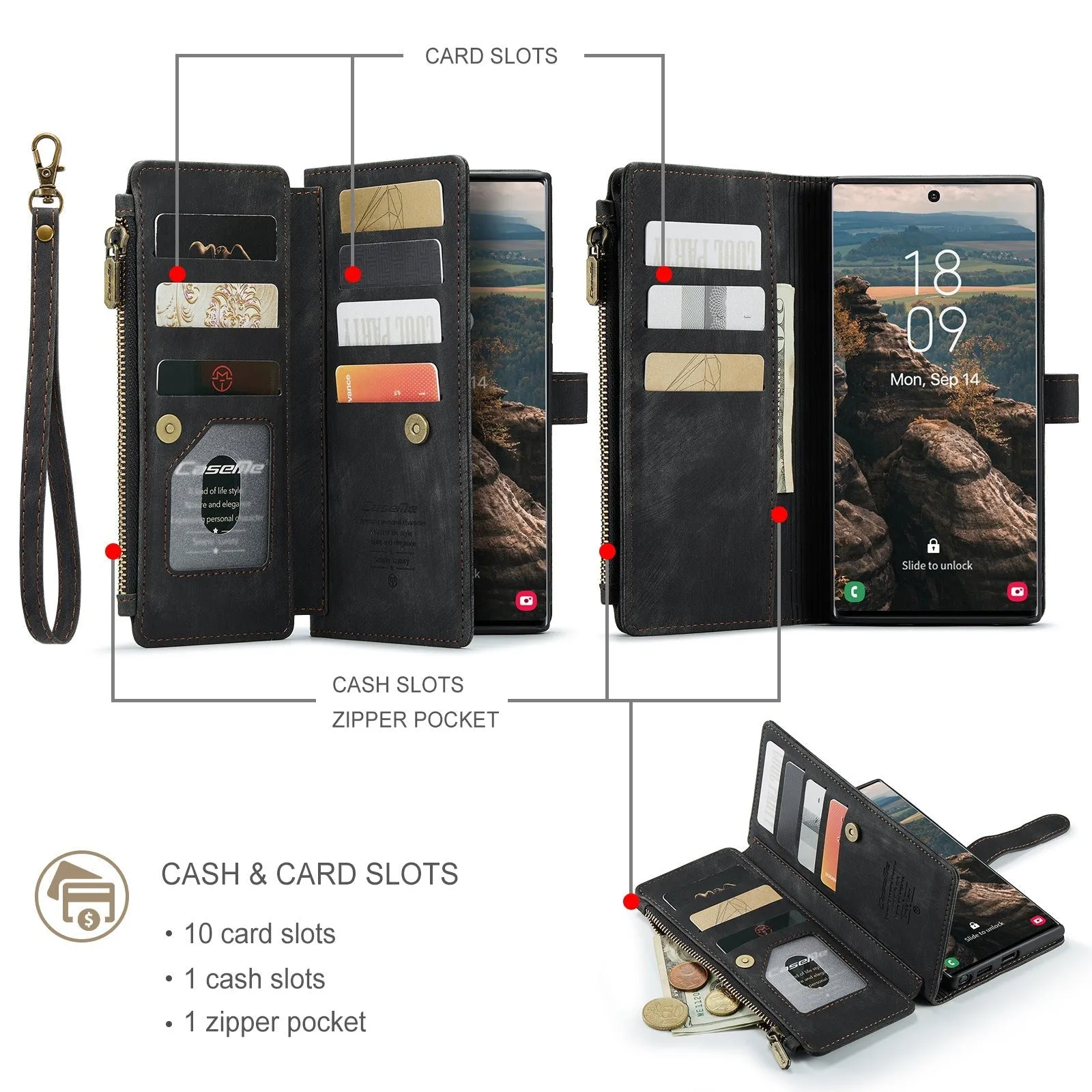 Premium Wallet Phone Case for iPhone X to 14