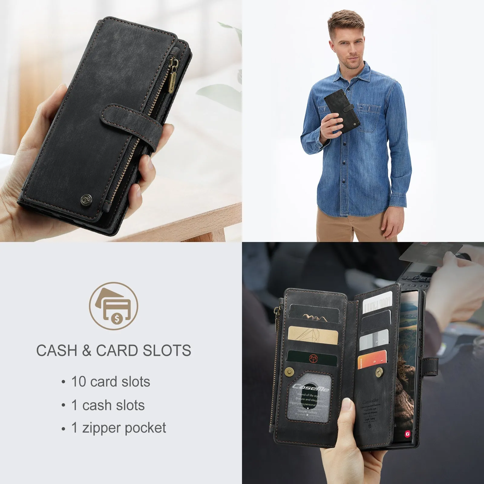 Premium Wallet Phone Case for iPhone X to 14