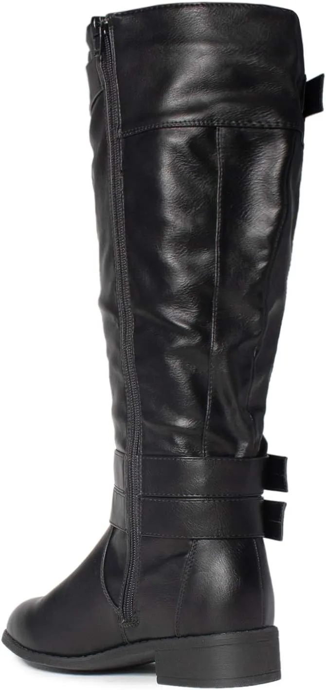 RF ROOM OF FASHION Madison Extra Wide Calf Buckle Knee High Riding Boots w Pocket