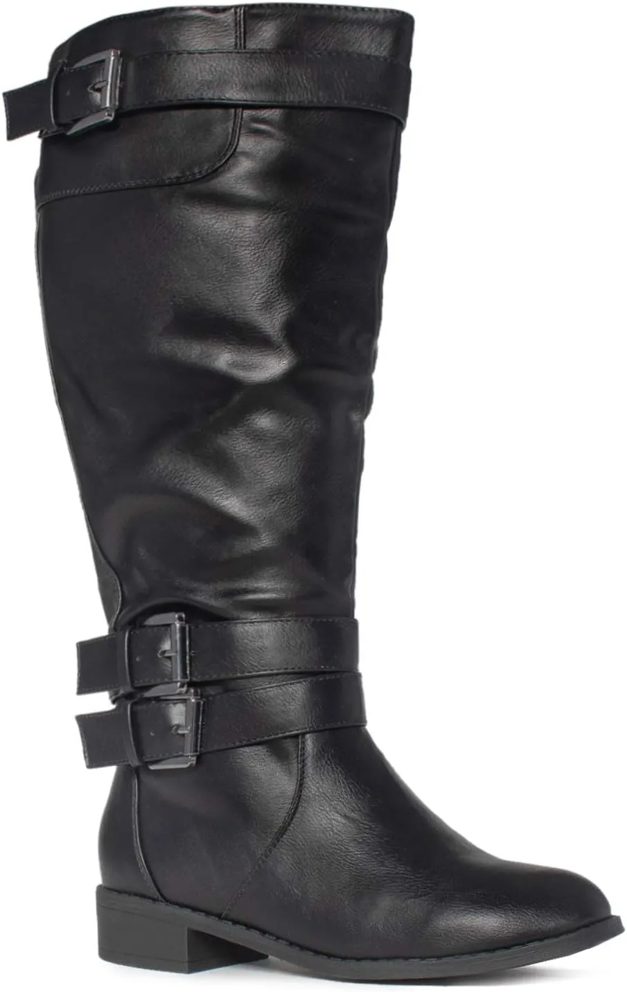 RF ROOM OF FASHION Madison Extra Wide Calf Buckle Knee High Riding Boots w Pocket