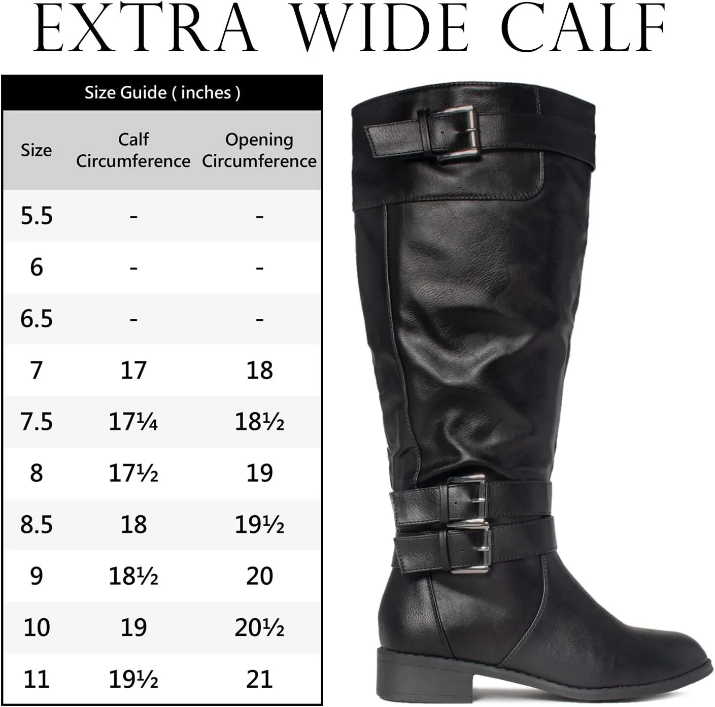 RF ROOM OF FASHION Madison Extra Wide Calf Buckle Knee High Riding Boots w Pocket