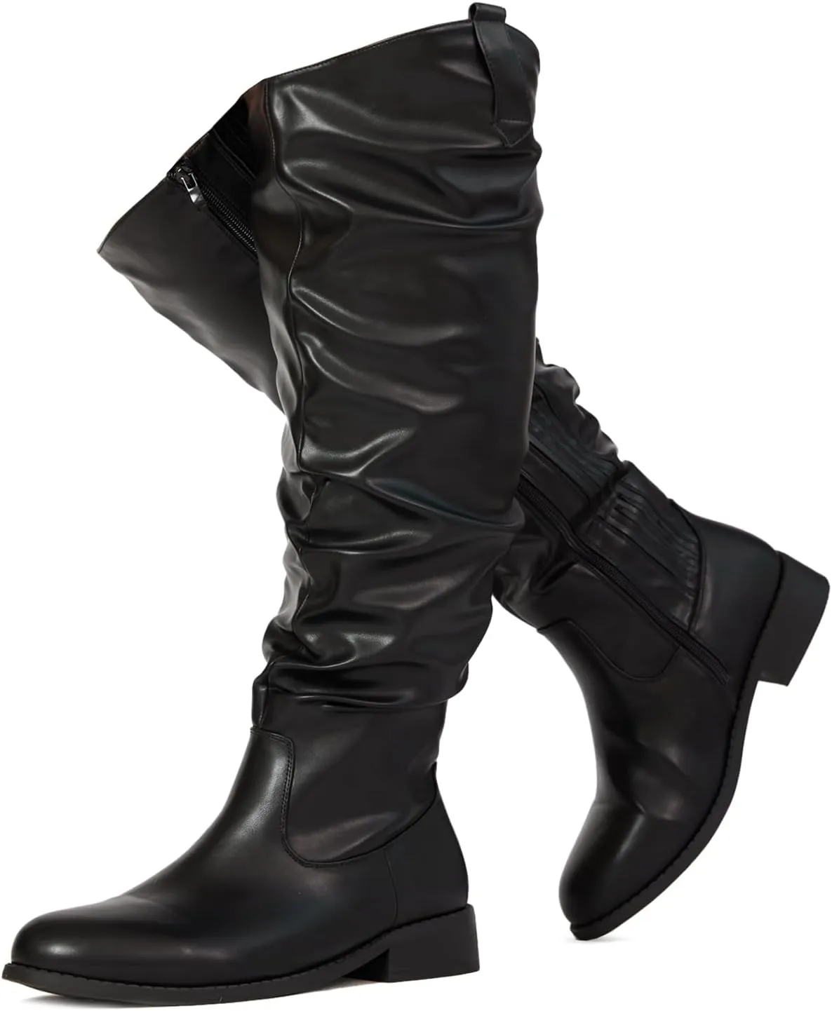 RF ROOM OF FASHION Women's Wide Calf Wide Width Western Knee High Low Heel Boots