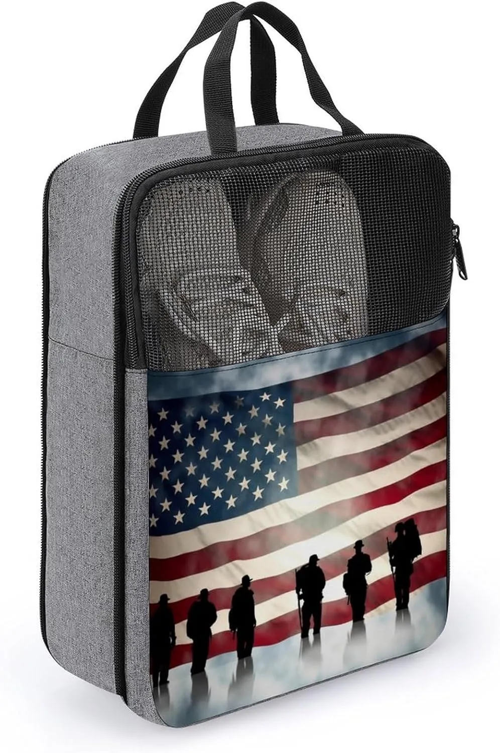Shoe Bags for Travel Women Men,American Flag Veterans Day Print Foldable Shoe Travel Bag with Zipper,Travel Shoe Bags for Storage Packing in Suitcase,Portable Travel Essentials