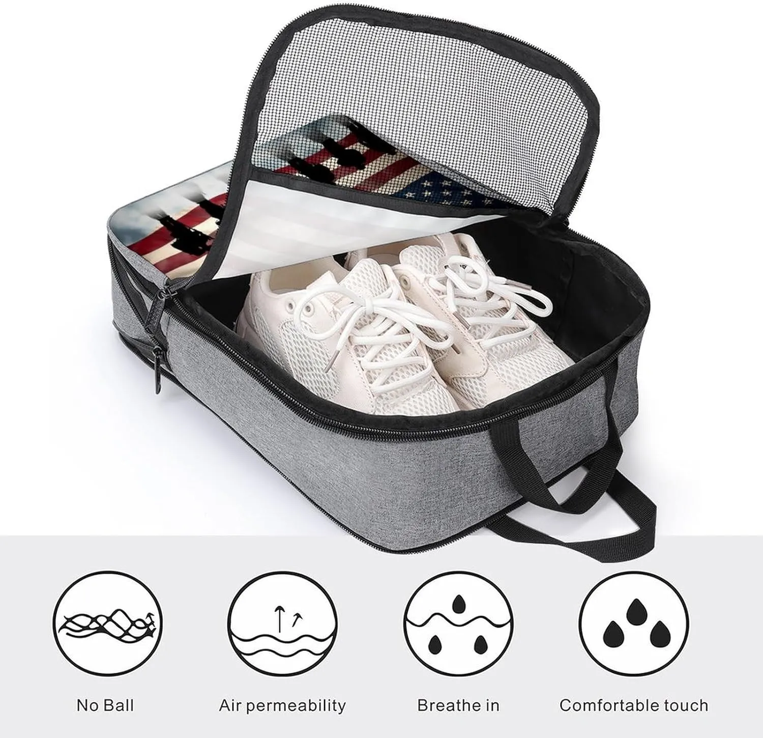 Shoe Bags for Travel Women Men,American Flag Veterans Day Print Foldable Shoe Travel Bag with Zipper,Travel Shoe Bags for Storage Packing in Suitcase,Portable Travel Essentials