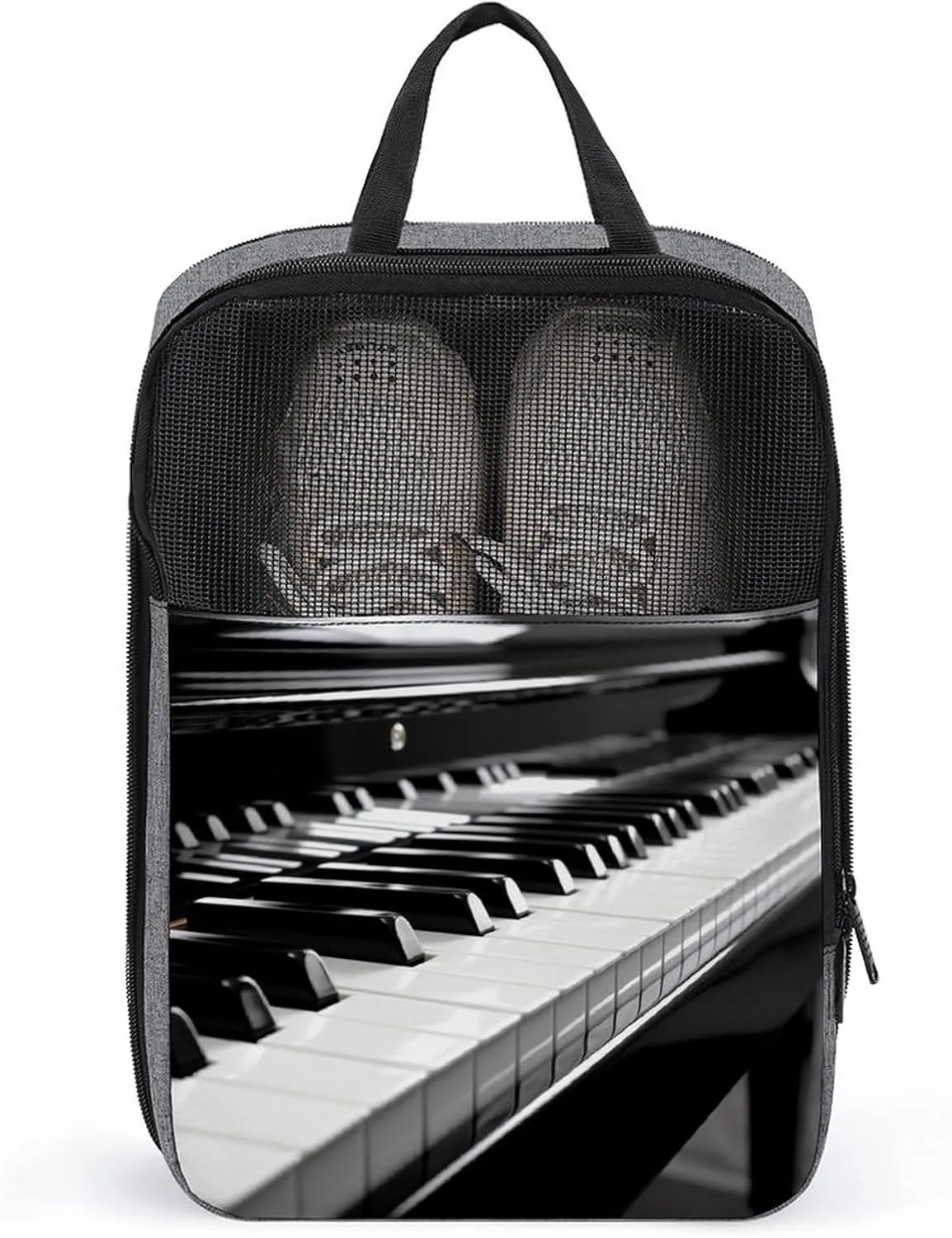 Shoe Bags for Travel Women Men,Black White Piano Print Foldable Shoe Travel Bag with Zipper,Travel Shoe Bags for Storage Packing in Suitcase,Portable Travel Essentials