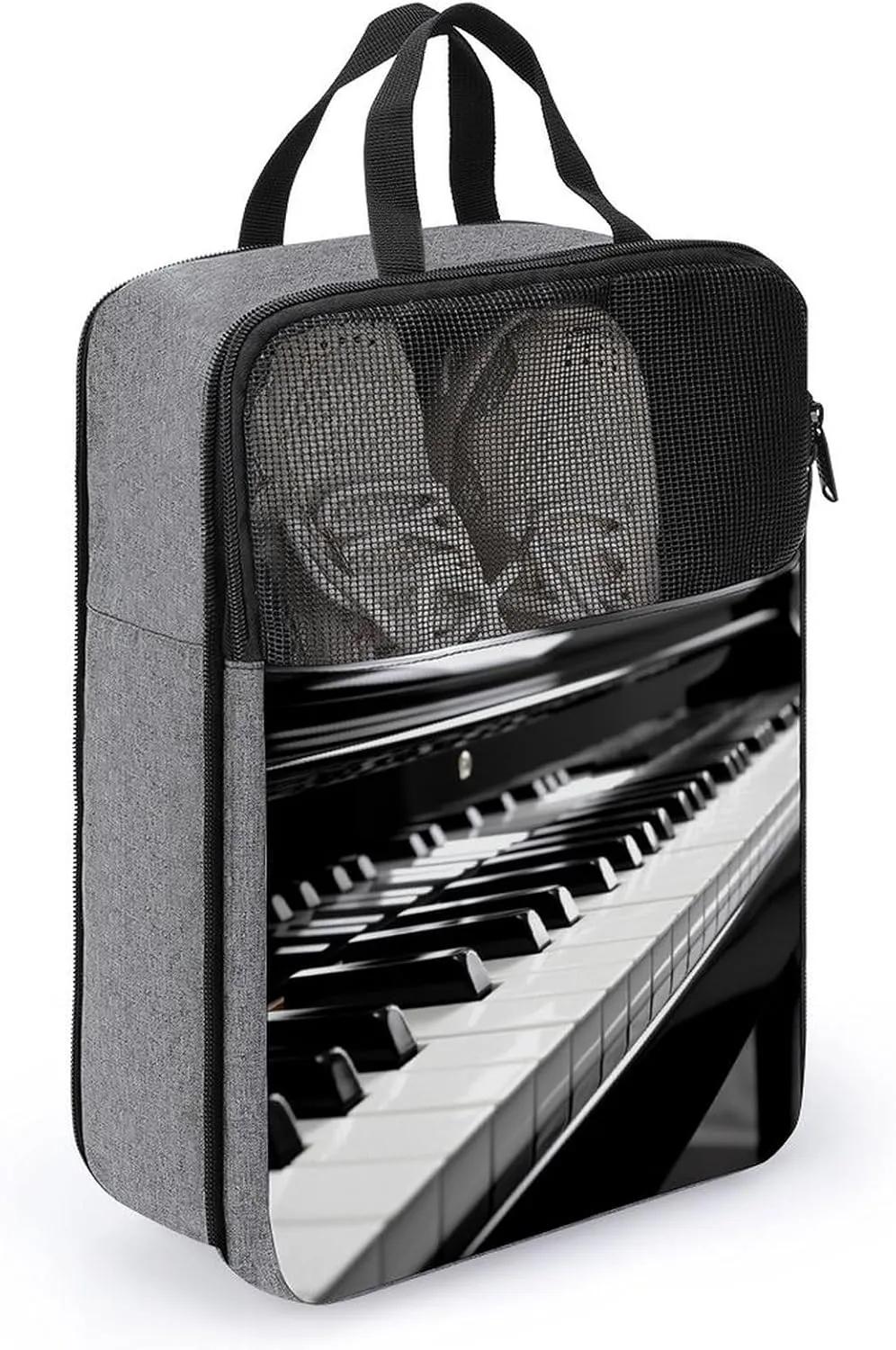 Shoe Bags for Travel Women Men,Black White Piano Print Foldable Shoe Travel Bag with Zipper,Travel Shoe Bags for Storage Packing in Suitcase,Portable Travel Essentials