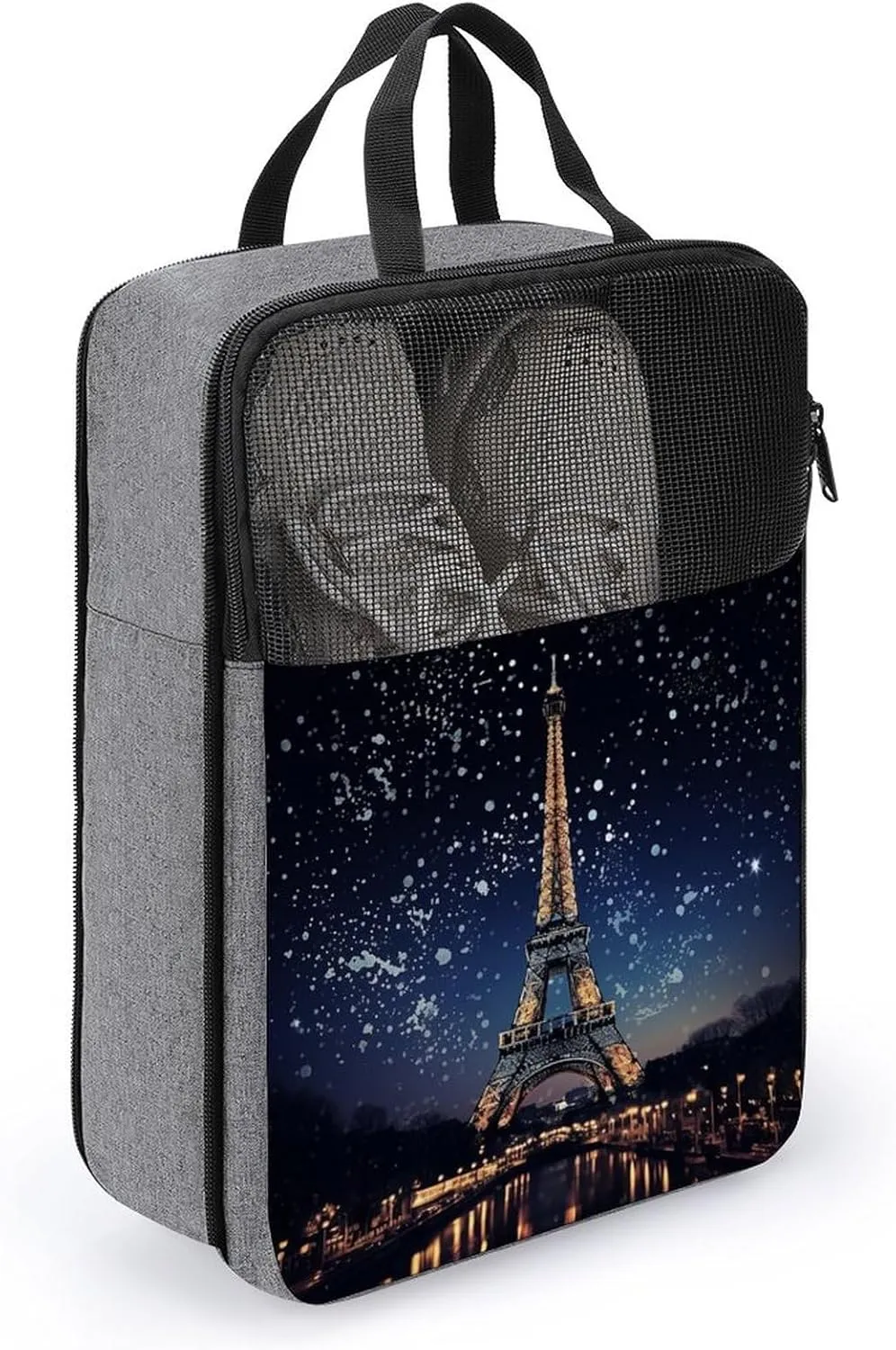 Shoe Bags for Travel Women Men,Night Paris Eiffel Print Foldable Shoe Travel Bag with Zipper,Travel Shoe Bags for Storage Packing in Suitcase,Portable Travel Essentials