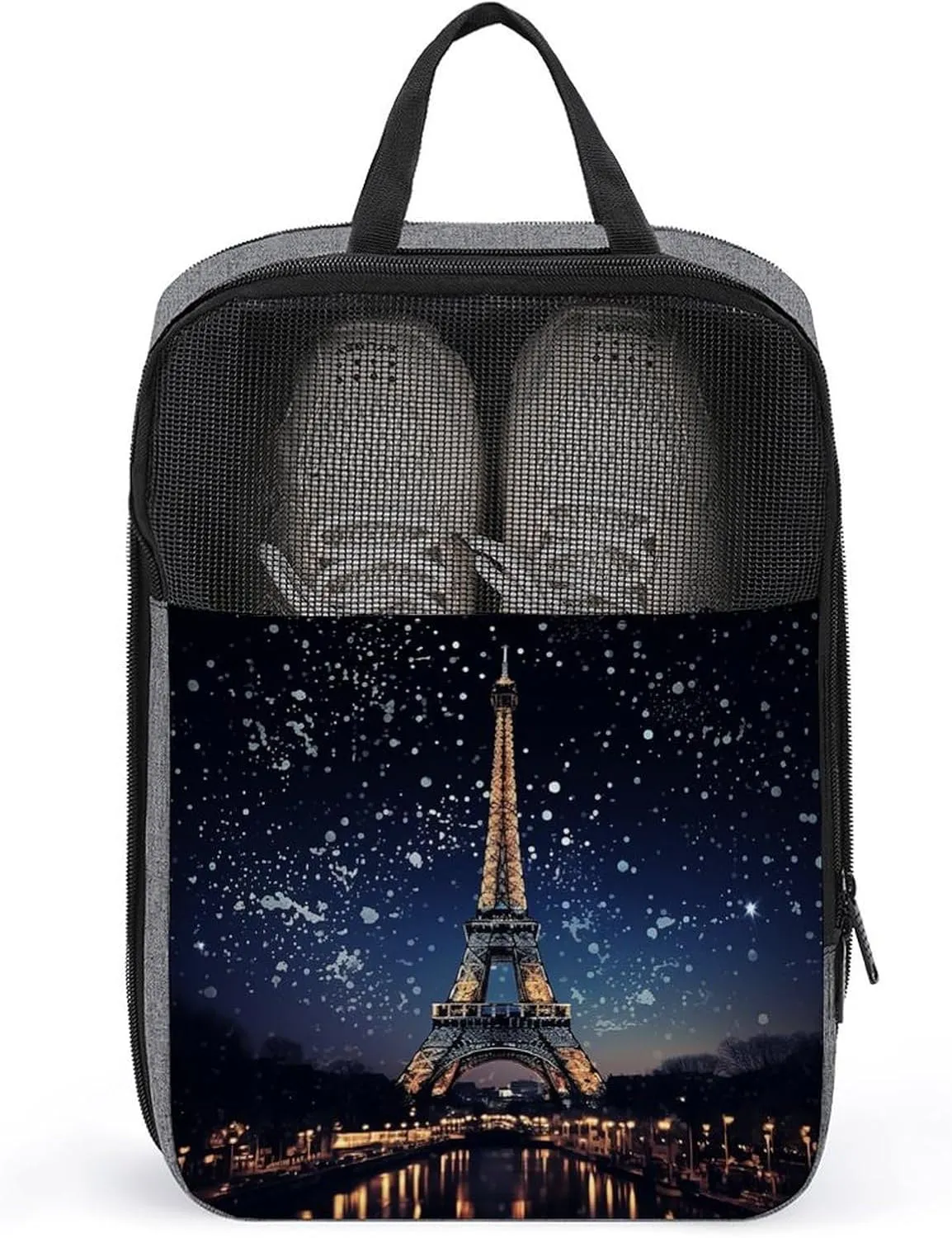 Shoe Bags for Travel Women Men,Night Paris Eiffel Print Foldable Shoe Travel Bag with Zipper,Travel Shoe Bags for Storage Packing in Suitcase,Portable Travel Essentials