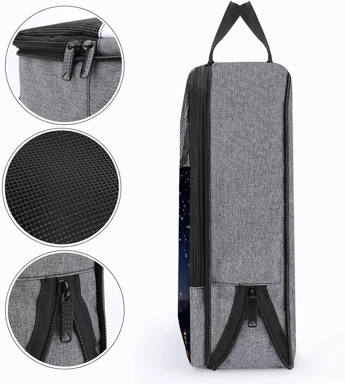 Shoe Bags for Travel Women Men,Night Paris Eiffel Print Foldable Shoe Travel Bag with Zipper,Travel Shoe Bags for Storage Packing in Suitcase,Portable Travel Essentials