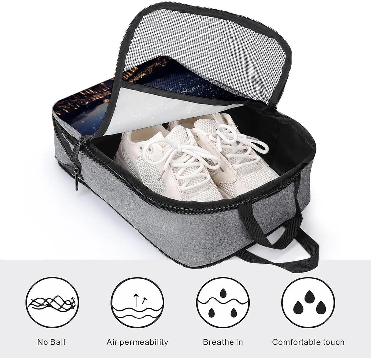 Shoe Bags for Travel Women Men,Night Paris Eiffel Print Foldable Shoe Travel Bag with Zipper,Travel Shoe Bags for Storage Packing in Suitcase,Portable Travel Essentials