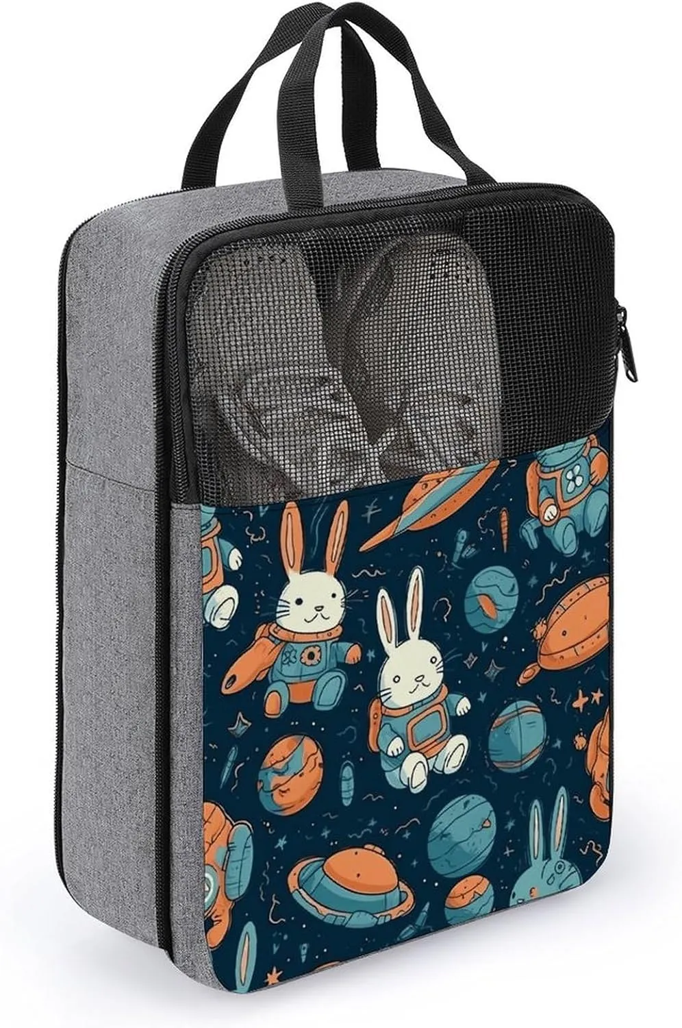 Shoe Bags for Travel Women Men,Rabbit And Space Print Foldable Shoe Travel Bag with Zipper,Travel Shoe Bags for Storage Packing in Suitcase,Portable Travel Essentials
