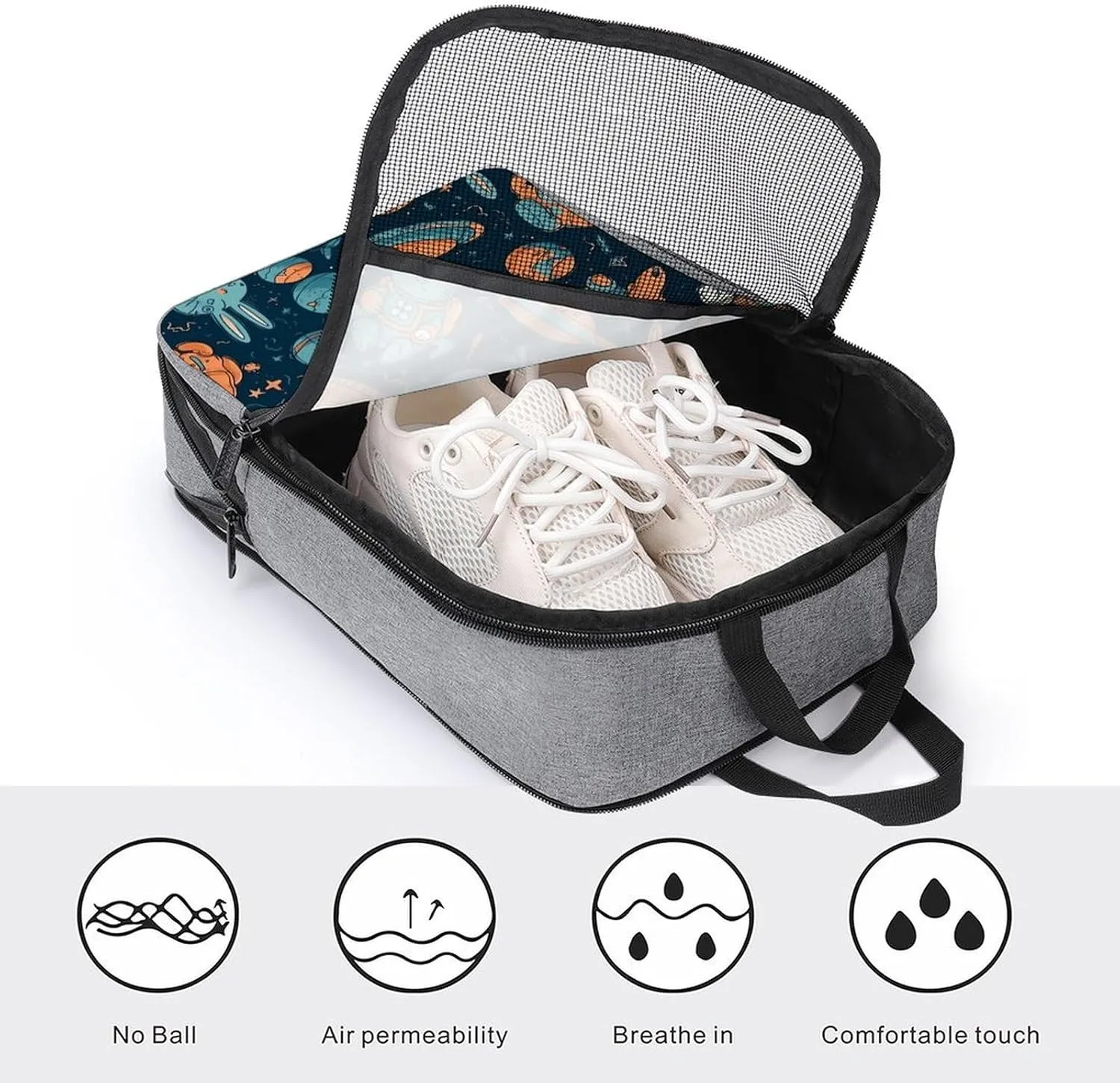 Shoe Bags for Travel Women Men,Rabbit And Space Print Foldable Shoe Travel Bag with Zipper,Travel Shoe Bags for Storage Packing in Suitcase,Portable Travel Essentials