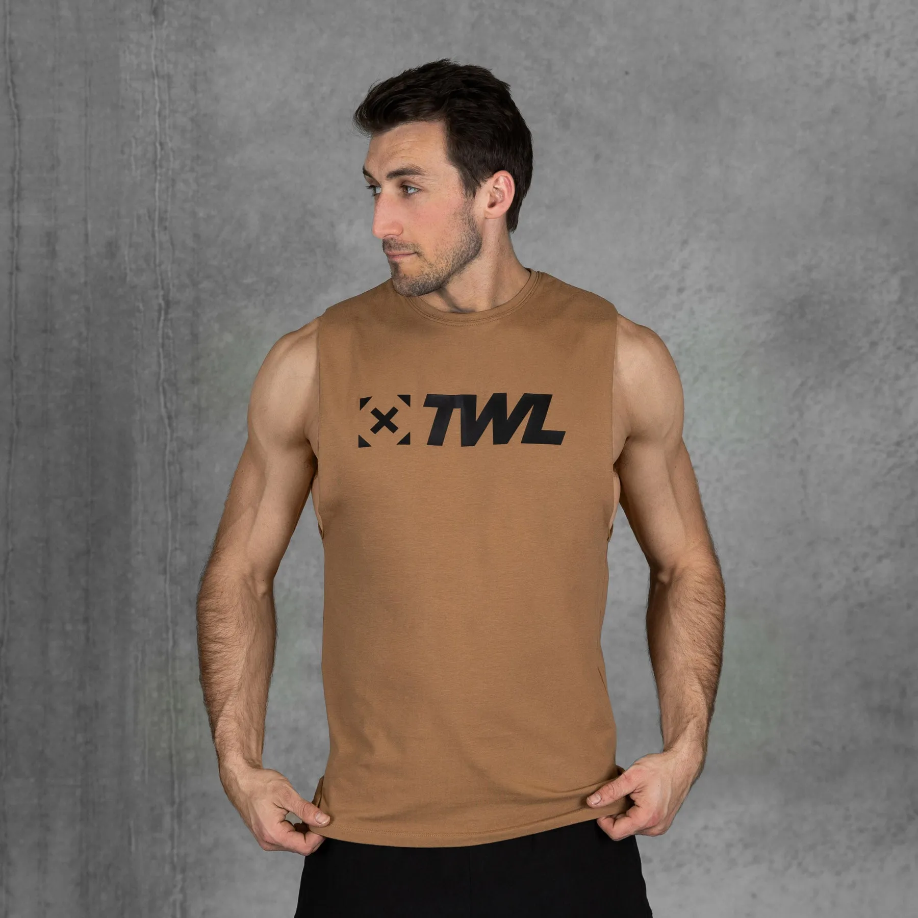 TWL - MEN'S EVERYDAY MUSCLE TANK - TAN/BLACK