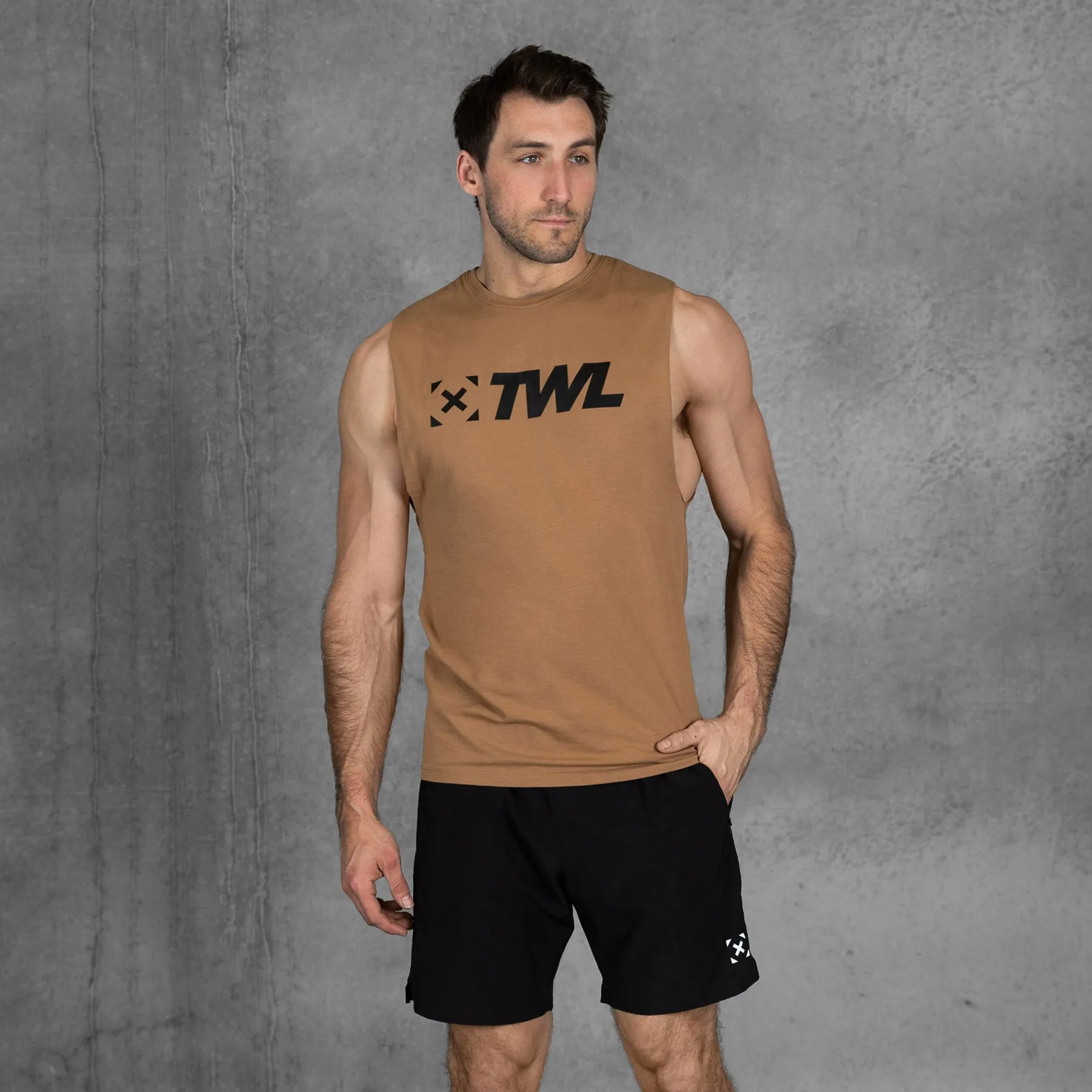 TWL - MEN'S EVERYDAY MUSCLE TANK - TAN/BLACK