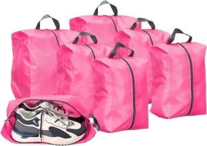uxcell 6Pack Shoe Bags for Travel, Oxford Fabric Travel Storage Bag Portable Shoes Organizer with Zipper Waterproof Dust-Proof for Travel Outdoor, Pink