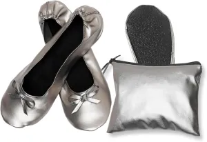Women's Foldable Ballet Flats, Portable Roll Up Shoes with Zipper Pouch, Comfortable & Non-Slip, Perfect for Weddings, Office