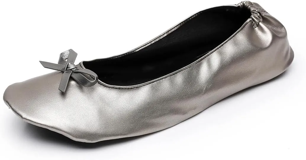 Women's Foldable Ballet Flats, Portable Roll Up Shoes with Zipper Pouch, Comfortable & Non-Slip, Perfect for Weddings, Office