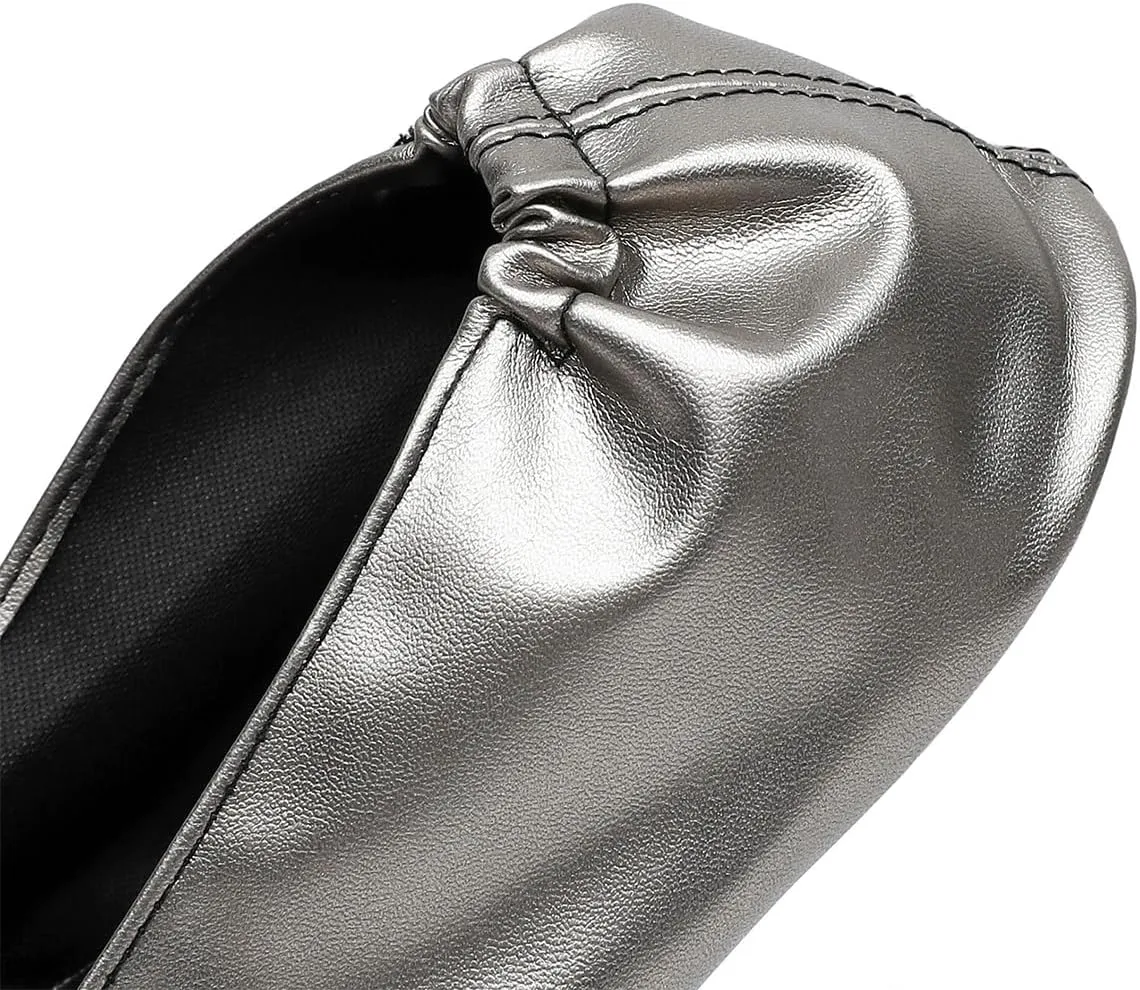 Women's Foldable Ballet Flats, Portable Roll Up Shoes with Zipper Pouch, Comfortable & Non-Slip, Perfect for Weddings, Office
