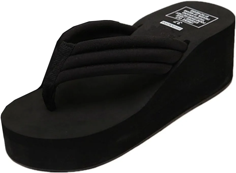 Womens High Wedge Beach Sandals Summer Thong Flip Flops Platform