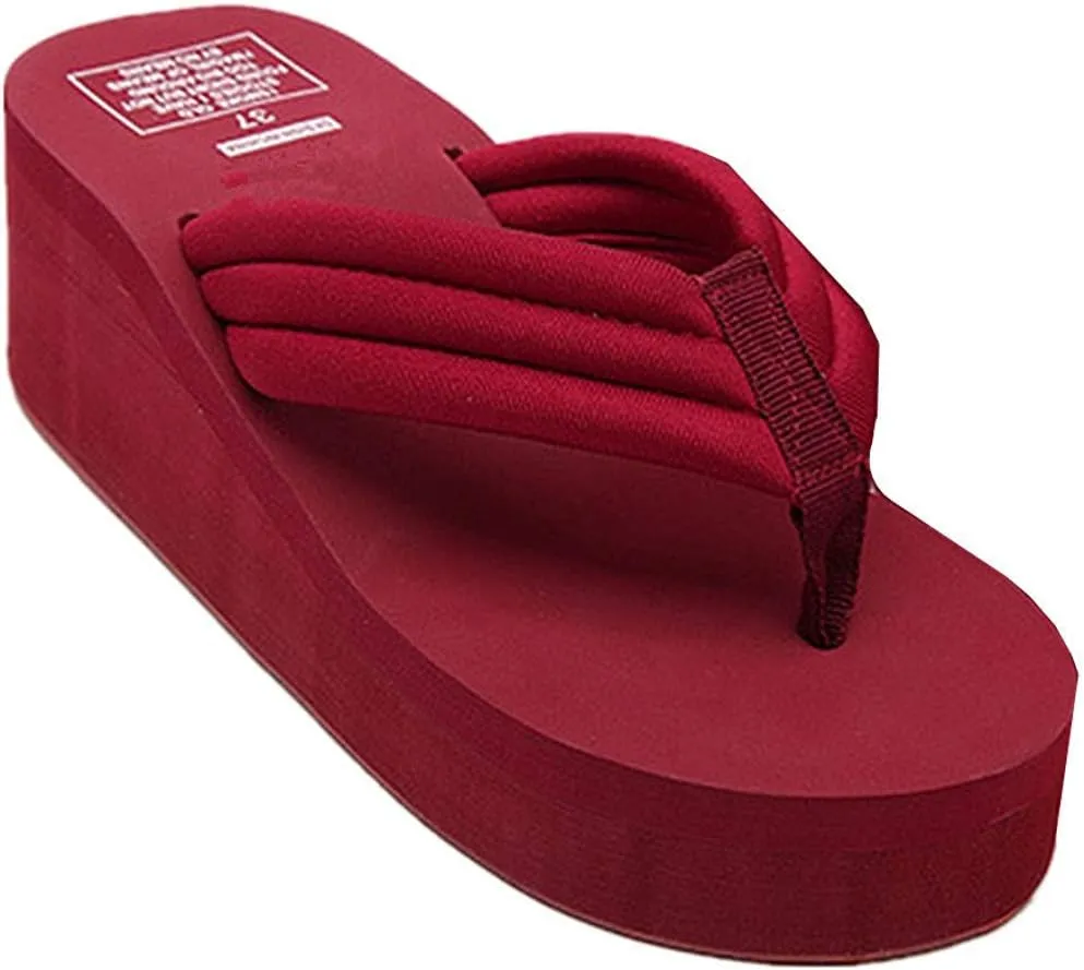 Womens High Wedge Beach Sandals Summer Thong Flip Flops Platform