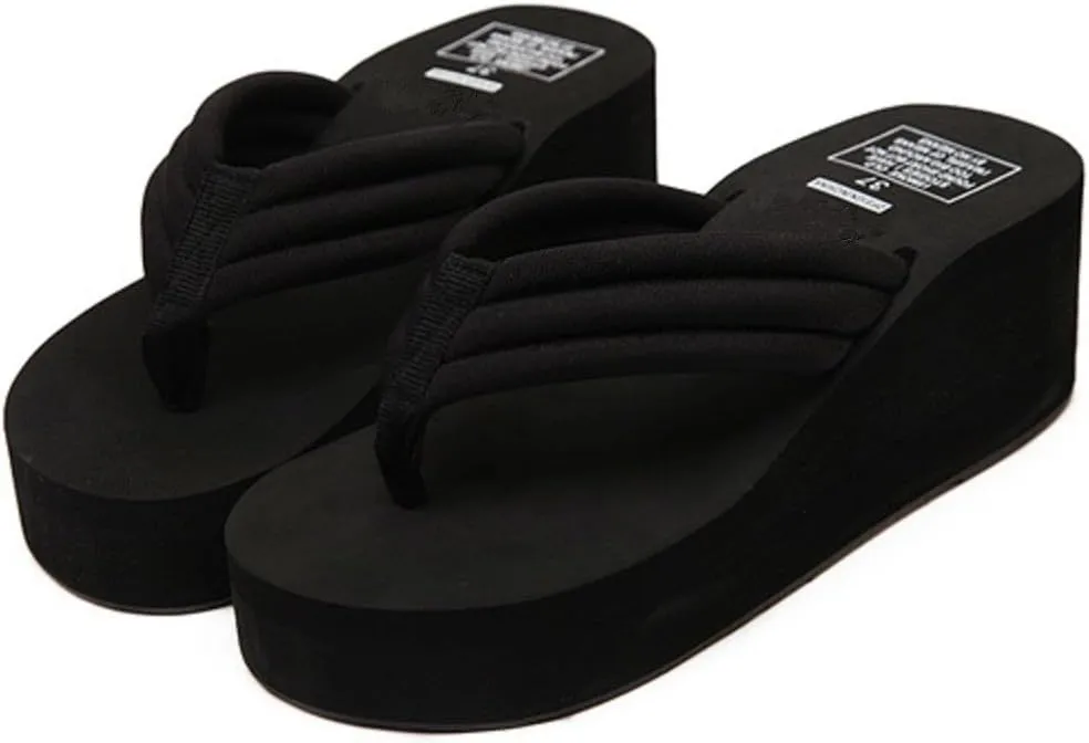 Womens High Wedge Beach Sandals Summer Thong Flip Flops Platform