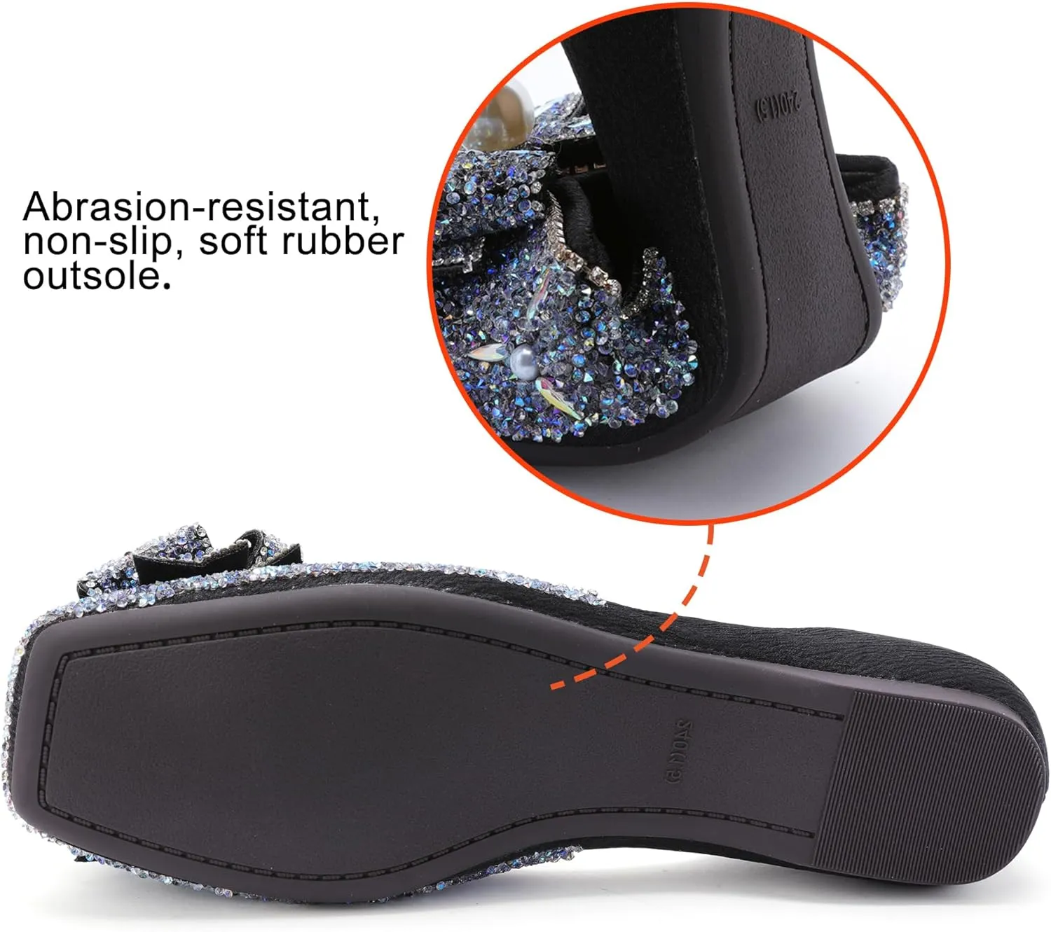 Women's Pointed Rhinestone Flat Shoes Glitter Flowers Wedding Comfortable Dress Shoes